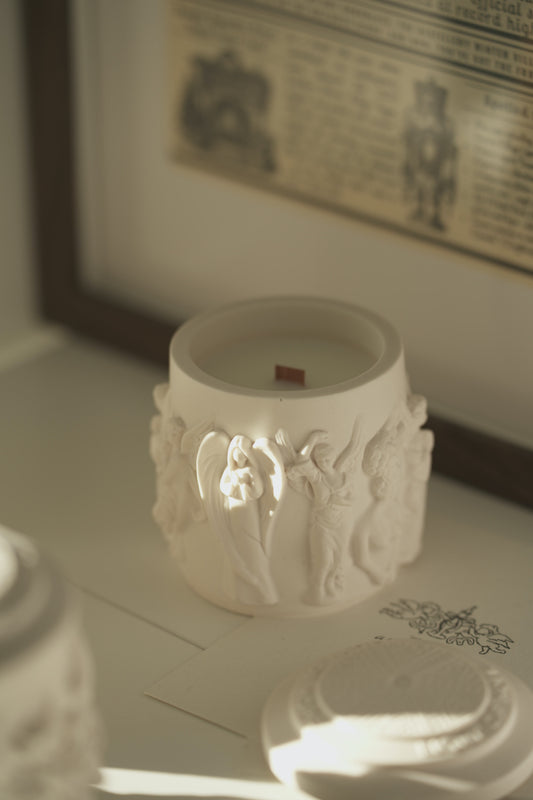 Stone Vessel Scented Candle | Silent Grove - Geranium, Cedarwood, Sandalwood