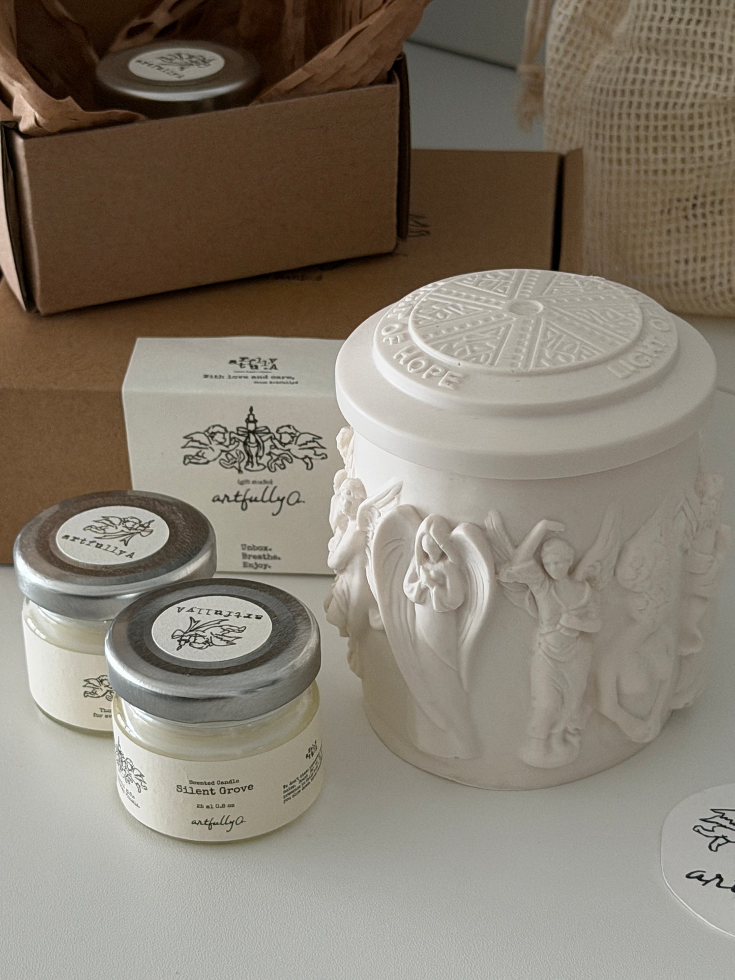 After Dusk Ritual Set | Stone Vessel Candle + Mini Candle Duo | Gift Ready Candle Set