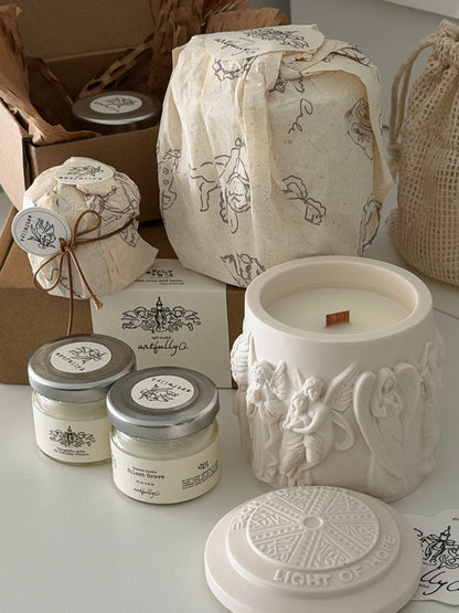 After Dusk Ritual Set | Stone Vessel Candle + Mini Candle Duo | Gift Ready Candle Set