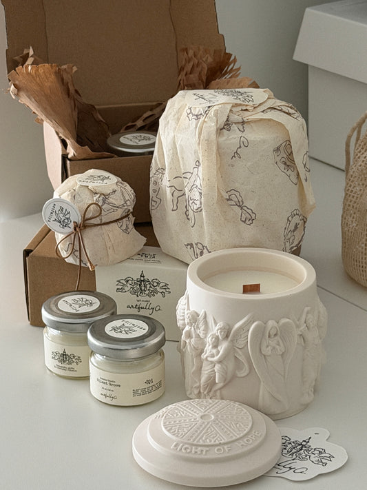 After Dusk Ritual Set | Stone Vessel Candle + Mini Candle Duo | Gift Ready Candle Set