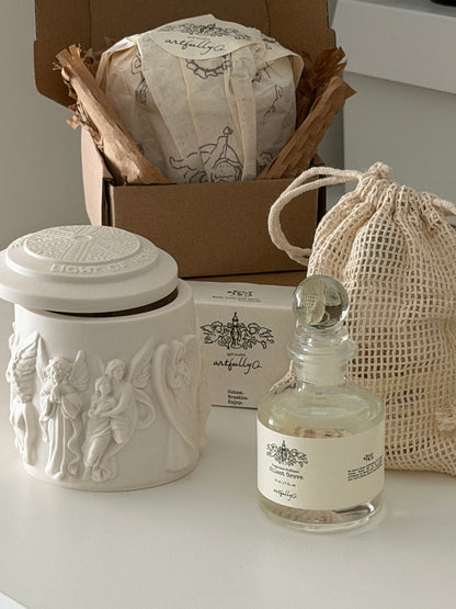 Soft Hour Set | Stone Vessel Candle + Mini Reed Diffuser | Gift Ready