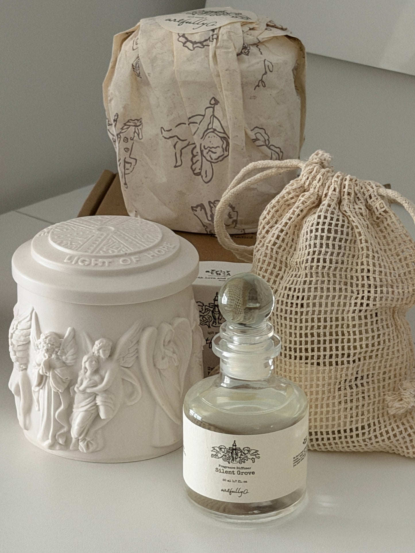 Soft Hour Set | Stone Vessel Candle + Mini Reed Diffuser | Gift Ready