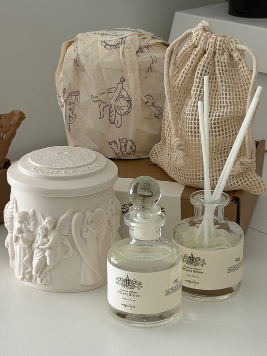 Soft Hour Set | Stone Vessel Candle + Mini Reed Diffuser | Gift Ready