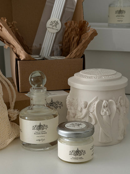 Slow House Ritual Set | Vessel Stone Candle + Mini Reed Diffuser + Mini Candle Duo | Gift Ready