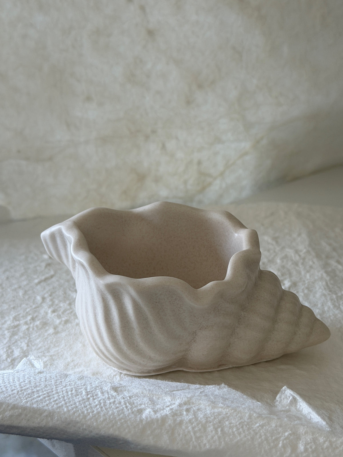 Shell Vessel Scented Candle | Silent Grove - Geranium, Cedarwood, Sandalwood | Handcrafted Stone Shell Vessel & Catch-All Tray